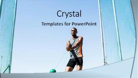  Presentation with athlete - Colorful slides enhanced with athlete performing a hammer throw backdrop and a light blue colored foreground