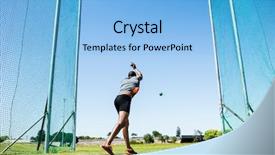  Presentation with athlete - Cool new presentation theme with athlete performing a hammer throw backdrop and a light blue colored foreground