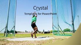  Presentation with rear view mirror - Theme with athlete performing a hammer throw background and a light blue colored foreground