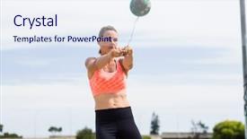  Presentation with athlete - Audience pleasing PPT layouts consisting of athlete performing a hammer throw backdrop and a sky blue colored foreground