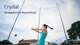  Presentation with athlete - PPT theme with athlete performing a hammer throw background and a sky blue colored foreground