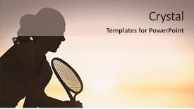  Presentation with athlete - Beautiful presentation featuring athlete playing tennis with a racket against purple and orange sky backdrop and a lemonade colored foreground