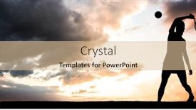  Presentation with blue orange - Colorful presentation enhanced with athlete playing tennis with a racket against blue and orange sky with clouds backdrop and a lemonade colored foreground