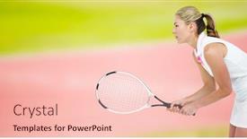  Presentation with athlete - Theme featuring athlete playing tennis with a racket against tracks on field on a sunny day background and a lemonade colored foreground
