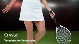  Presentation with american football - Presentation theme enhanced with athlete playing tennis with a racket against american football arena background and a tawny brown colored foreground