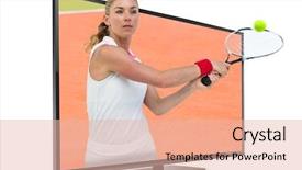  Presentation with athlete - Slides consisting of athlete playing tennis with a racket against composite image of tennis field background and a lemonade colored foreground