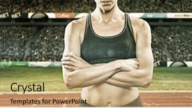  Presentation with athlete - Slide deck consisting of athlete posing with arms crossed background and a coral colored foreground