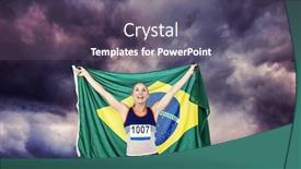  Presentation with gloomy - PPT theme having athlete-posing-with-brazilian-flag background and a gray colored foreground