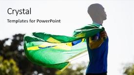  Presentation with victory - Amazing PPT layouts having ensign - athlete posing with brazilian flag backdrop and a sky blue colored foreground