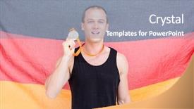  Presentation with gold medal - Slide set consisting of his neck in front background and a gray colored foreground