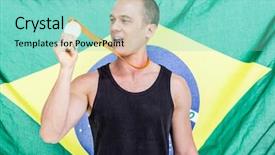  Presentation with gold medal - PPT layouts with his neck in front background and a seafoam green colored foreground
