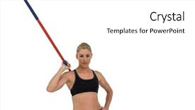  Presentation with athlete - Audience pleasing presentation theme consisting of athlete preparing to throw javelin backdrop and a white colored foreground