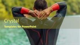  Presentation with triathlon - Presentation having athlete-putting-on-a-swimming background and a tawny brown colored foreground