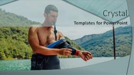  Presentation with triathlon - Presentation theme consisting of athlete-putting-on-a-swimming background and a light blue colored foreground
