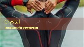  Presentation with triathlon - Theme having athlete-putting-on-a-swimming background and a tawny brown colored foreground