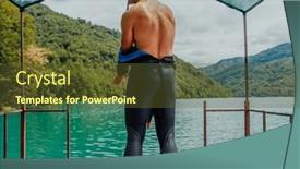  Presentation with triathlon - Slide set having athlete-putting-on-a-swimming background and a tawny brown colored foreground