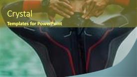 Presentation with triathlon - PPT theme with athlete-putting-on-a-swimming background and a tawny brown colored foreground