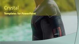  Presentation with triathlon - Slide deck with athlete-putting-on-a-swimming background and a tawny brown colored foreground