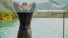 Presentation with triathlon - Presentation consisting of athlete-putting-on-a-swimming background and a gray colored foreground