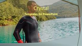  Presentation with triathlon - PPT layouts having athlete-putting-on-a-swimming background and a tawny brown colored foreground