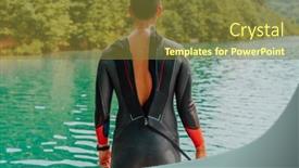  Presentation with triathlon - Presentation theme with athlete-putting-on-a-swimming background and a tawny brown colored foreground