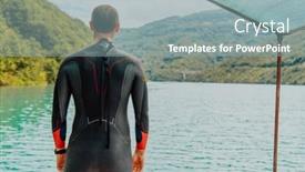  Presentation with triathlon - PPT theme featuring athlete-putting-on-a-swimming background and a gray colored foreground