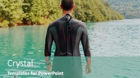  Presentation with triathlon - Theme with athlete-putting-on-a-swimming background and a seafoam green colored foreground