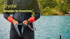  Presentation with triathlon - Theme enhanced with athlete-putting-on-a-swimming background and a tawny brown colored foreground
