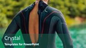  Presentation with triathlon - Presentation theme consisting of athlete-putting-on-a-swimming background and a ocean colored foreground