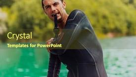  Presentation with triathlon - Presentation theme enhanced with athlete-putting-on-a-swimming background and a tawny brown colored foreground