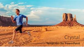 Presentation with landscape desert - Slides consisting of athlete-runner-man-running background and a gold colored foreground