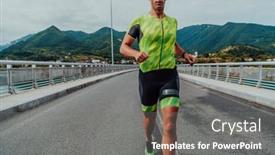  Presentation with marathon - Presentation theme consisting of athlete-running-a-marathon background and a gray colored foreground