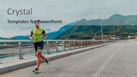  Presentation with marathon - PPT theme featuring athlete-running-a-marathon background and a light gray colored foreground