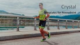  Presentation with marathon - Presentation theme consisting of athlete-running-a-marathon background and a light gray colored foreground