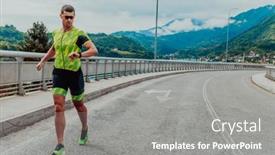  Presentation with marathon - Slide deck having athlete-running-a-marathon background and a gray colored foreground