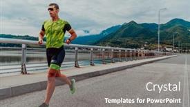  Presentation with marathon - PPT theme enhanced with athlete-running-a-marathon background and a gray colored foreground