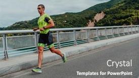  Presentation with marathon - Theme enhanced with athlete-running-a-marathon background and a gray colored foreground