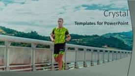  Presentation with marathon - Presentation design with athlete-running-a-marathon background and a light blue colored foreground