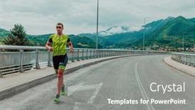  Presentation with marathon - Presentation theme having athlete-running-a-marathon background and a gray colored foreground