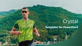  Presentation with marathon - Slide deck enhanced with athlete-running-a-marathon background and a ocean colored foreground