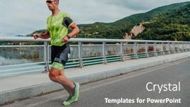  Presentation with marathon - Theme with athlete-running-a-marathon background and a gray colored foreground