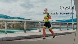  Presentation with marathon - Presentation design with athlete-running-a-marathon background and a light gray colored foreground
