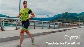  Presentation with marathon - PPT layouts enhanced with athlete-running-a-marathon background and a gray colored foreground