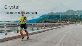  Presentation with marathon - PPT theme consisting of athlete-running-a-marathon background and a light gray colored foreground