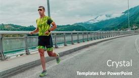  Presentation with marathon - Presentation theme having athlete-running-a-marathon background and a gray colored foreground