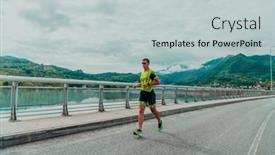  Presentation with marathon - Presentation design enhanced with athlete-running-a-marathon background and a light gray colored foreground