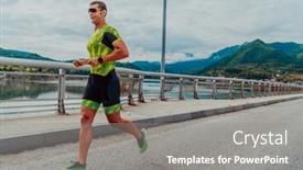  Presentation with marathon - Slide set consisting of athlete-running-a-marathon background and a gray colored foreground