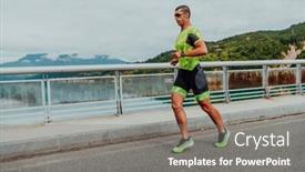  Presentation with marathon - Presentation theme featuring athlete-running-a-marathon background and a gray colored foreground
