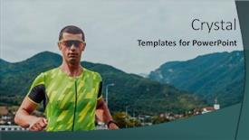  Presentation with marathon - PPT theme consisting of athlete-running-a-marathon background and a light gray colored foreground