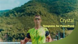  Presentation with marathon - Presentation design with athlete-running-a-marathon background and a tawny brown colored foreground